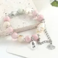 Nuovo braccialetto di perle in ceramica cinese con ciondoli stella e pesce, gioiello da donna. - Doppia coda di pesce (rosa)