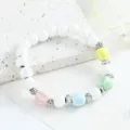 Colorful ceramic bead bracelet with retro silver spacers, chic minimalist style jewelry item - Maple Moon Frost