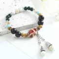 New Chinese retro beaded bracelet with ceramic stones and tassels, elegant vintage jewelry. - Summer Day Green Crops
