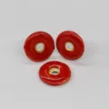Red ceramic donut beads loose DIY charm pendant accessories 30mm diameter smooth glaze. - Large Safety Buckle / Flower Glaze Red