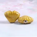 Colorful ceramic beads fan-shaped glaze DIY charms for handmade necklaces and bracelets making supply. - 18x23x8.5mm / Flower Glaze Yellow