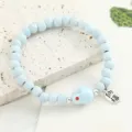Ceramic rabbit beaded bracelet light blue cute animal charm cute jewelry gift for women - CS153