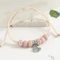 Chic ceramic beaded woven bracelet with cute ginkgo leaf charm for daily wear and gifts. - Khaki Abacus Bead - Fishtail