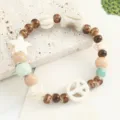 Keramik Perlenarmband mit Stern und Friedenssymbol, vielseitiger literarischer Stil für Damen. - CS157