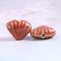 Colorful ceramic scallop beads porcelain DIY handmade necklace bracelet charm 18x23mm - 18x23x8.5mm / Flower Glaze Pink