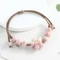 Ceramic starfish bracelet hand-woven pink bead boho style summer jewelry accessory for women - Little Starfish - Pink
