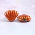 Colorful ceramic shell beads DIY jewelry accessories, glazed porcelain beads for diy - 18x23x8.5mm / Flower Glaze Orange