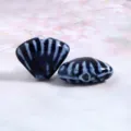 Handmade ceramic beads scallop flower glazed DIY jewelry accessories bracelet necklace parts - 18x23x8.5mm / Reactive Glaze Deep Blue