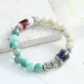 New Chinese style ceramic beaded bracelet retro fashion green white porcelain jewelry - End of Past Summer