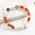 Nuovo braccialetto di perle in ceramica in stile cinese con ciondolo a stella variante - Sui Yue Yun (smalto floreale arancione)