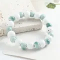 Nuovo bracciale di perle in ceramica in stile cinese, eleganti perle di porcellana bianca e verde. - Attraversamento delle onde