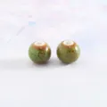8mm green glazed ceramic beads large hole round loose beads for DIY bracelet jewelry making - 50 Pieces/Pack / Variegated Glaze Green, 50 Pcs Pack