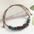 Handmade ceramic and wooden beaded bracelet retro woven wrist jewelry for daily wear style - Vintage Square Wood Beads