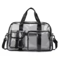 Transparente PVC Netz Reisedecken Tasche, wasserdichte Sport Strandtasche mit Schultergurt. - Schwarz