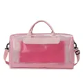 Pink transparent PVC mesh travel bag large capacity duffel bag with shoulder strap - Pink