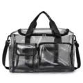 Silberne PVC Gitter Reisetasche mit mehreren Fächern, wasserdichte Sporttasche für Outdoor. - Schwarz