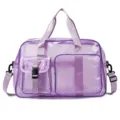 Borsa da viaggio sportiva in PVC rete viola trasparente con tasche multiple tracolla - Viola