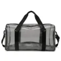 Clear PVC mesh travel duffel bag variant in silver, waterproof outdoor camping gear. - Black