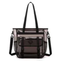 Transparente PVC Tragetasche mit schwarzen Gurten wasserdichte Strand Tasche Ansicht - Kaffeebraun