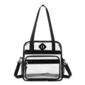 Sac cabas transparent en PVC avec lanières noires, sac à main bandoulière polyvalent. - Noir