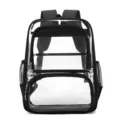 Klaren transparenten PVC Rucksack mit schwarzem Besatz, große Schultasche für den Alltag. - Schwarz