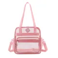 Sac cabas transparent rose en PVC multipoche voyage sac bandouliere etanche chic. - Rose