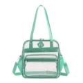 Sac cabas transparent en PVC avec sangles vertes, sac a bandouliere multi-poches. - Vert