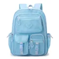 Light blue mesh backpack multi-pocket hollow beach resort large capacity school bag - Sky Blue