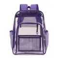 Transparenter lila PVC Rucksack, große Schultasche mit vielen praktischen Mesh-Fächern. - Lila