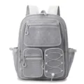 Grauer Mesh Rucksack Freizeit Mehrfache Taschen Hohl Studenten Schultertasche Reise Strand Tasche - Grau