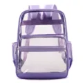 Transparenter PVC Schüler Rucksack mit lila Rand und grossem Stauraum für den Alltag - Violett