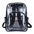 Clear PVC Backpack Transparent School Bookbag with Black Trim and Mesh Side Pockets - Black