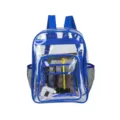 Clear PVC Backpack Waterproof Transparent School Bag with Blue Trim for Daily Use - Standard Small Blue