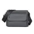 Dark grey leather messenger bag for men, stylish street trend functional shoulder bag, travel. - Upgraded Grey