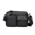 Schwarze minimalistische Herren Umhaengetasche mit mehreren Faechern, funktionale Tasche. - Mehrfachtasche Schwarz