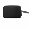 Black portable toiletry bag travel pouch with side handle and zipper closure, compact design. - Matching Small Toiletry Bag Black
