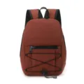 Leichter Nylon Freizeitrucksack in Braun mit Fronttasche und praktischem Kordelzug. - Rot
