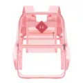 Clear transparent PVC backpack in pink, stylish school bag with front pocket and side mesh. - Classic Edition Pink