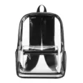 Clear PVC backpack with black trim, stadium approved transparent school bag for daily use. - Simple Version Black