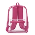 Clear PVC backpack for women and men waterproof transparent school book bag pink trim - Minimalist Edition Pink