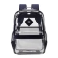 Clear PVC backpack transparent waterproof school bag heavy duty stadium approved bookbag - Multi-Pocket Edition Blue