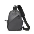 Men waterproof leather sling chest bag, black urban style casual crossbody backpack for travel. - Gray