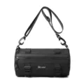 Herren Schwarze Wasserdichte Film Zylinder Umhängetasche Streetwear Crossbody Bag - Schwarz