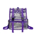 Klare PVC Rucksack Transparente Reise Schultasche Lila Rand Freizeit Tagesrucksack Damen - Lila