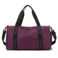 Purple gym duffel bag for sports and travel with dry wet separation compartment and black straps. - Upgraded Extra Large Trolley Set Purple