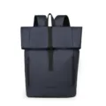 Urban minimalist roll-top backpack in dark blue water-resistant fabric for men daily use - Blue