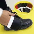 Motorrad schuhschutz schaltpad verschleissfeste leder schaltmanschette schwarz - Polierehandschuh
