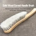 Solid wood curved handle brush, soft bristles for shoe cleaning and coat dust removal. - White