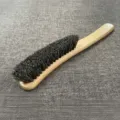 Wooden curved shoe brush horsehair clothes cleaning brush dust removal polishing tool - Brown