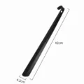 Long metal shoehorn made of durable stainless steel, sleek black finish, ergonomic design. - Black 42cm Curved Hook